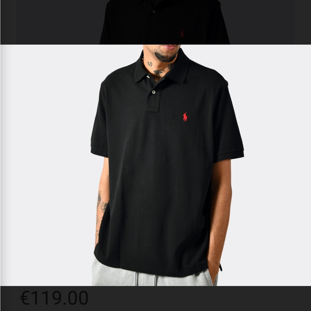 Polo Ralph Lauren Polo Shirt Men's‎ Size Large Black Red Pocket Embroidered
